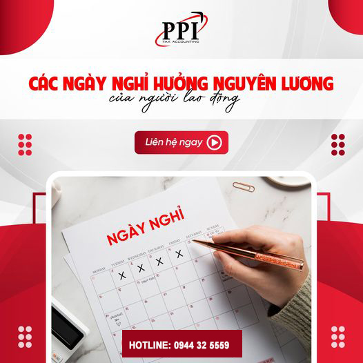 Các ngày nghỉ được hưởng nguyên lương của người lao động