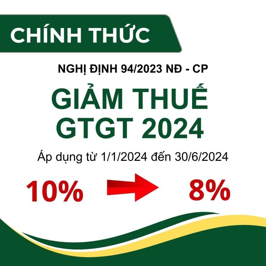 Nghị định 94/2023/NĐ-CP giảm thuế VAT 10% về 8% (theo nghị quyết 110/2023/QH15)