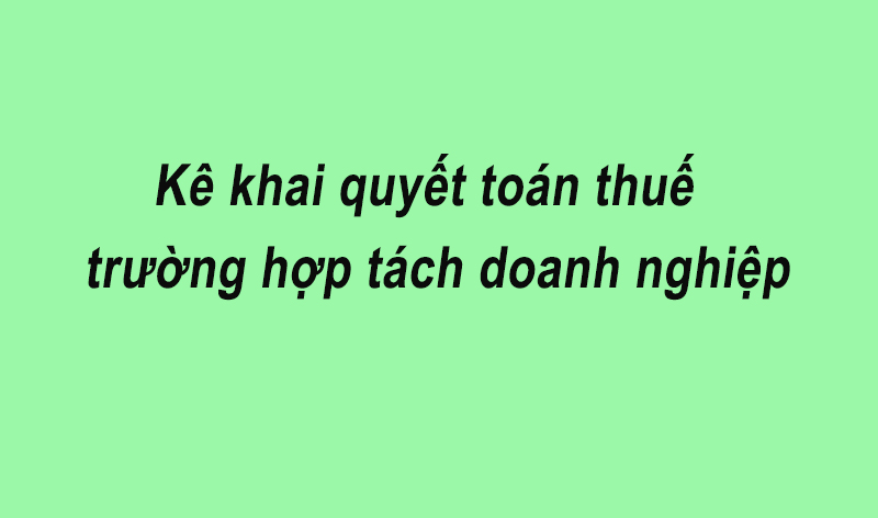 Kê khai quyết toán thuế trường hợp tách doanh nghiệp