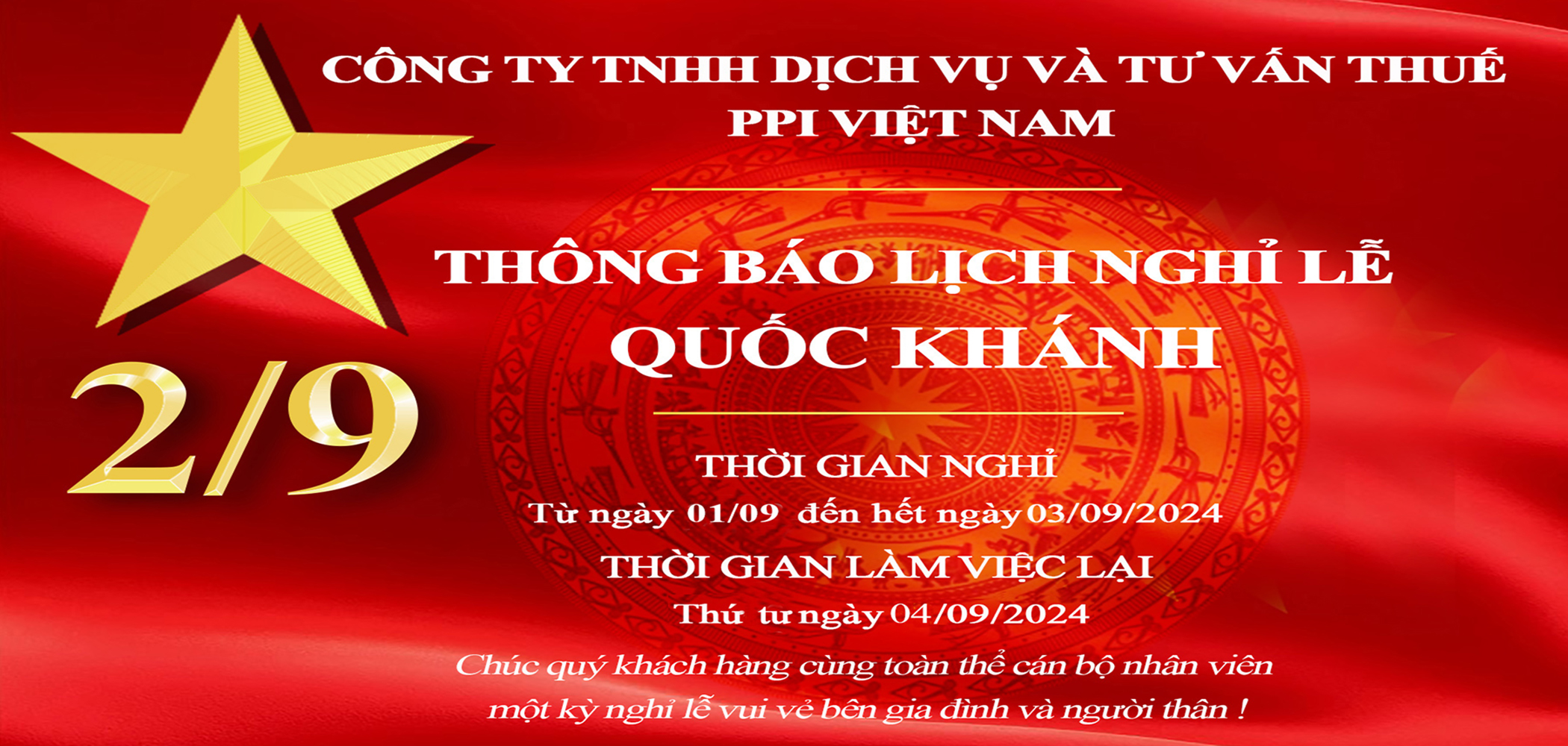 Lịch nghỉ lễ Quốc Khánh 02/09